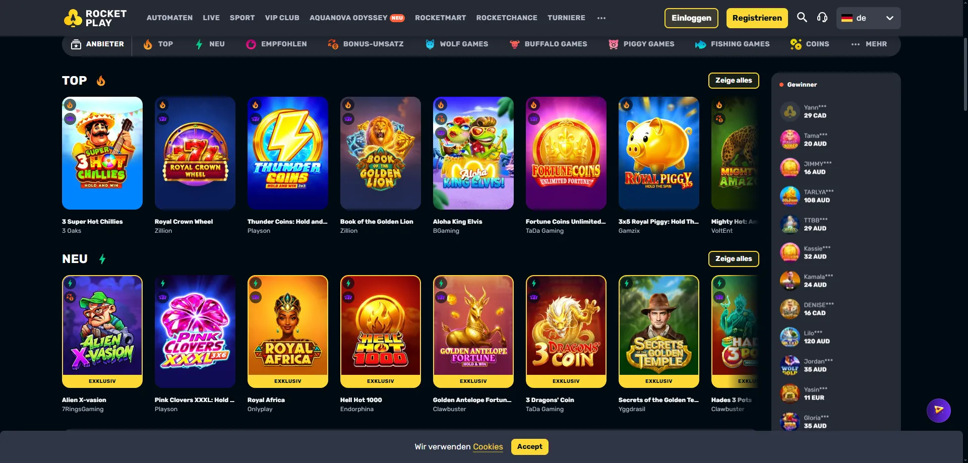 Rocketplay Casino mobile pokies and slot games on smartphone