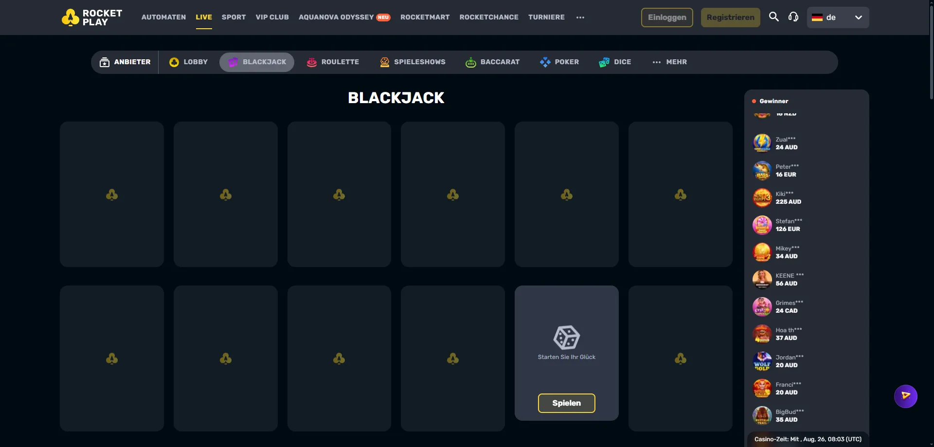 Rocketplay Casino live casino cashback programme weekly rewards