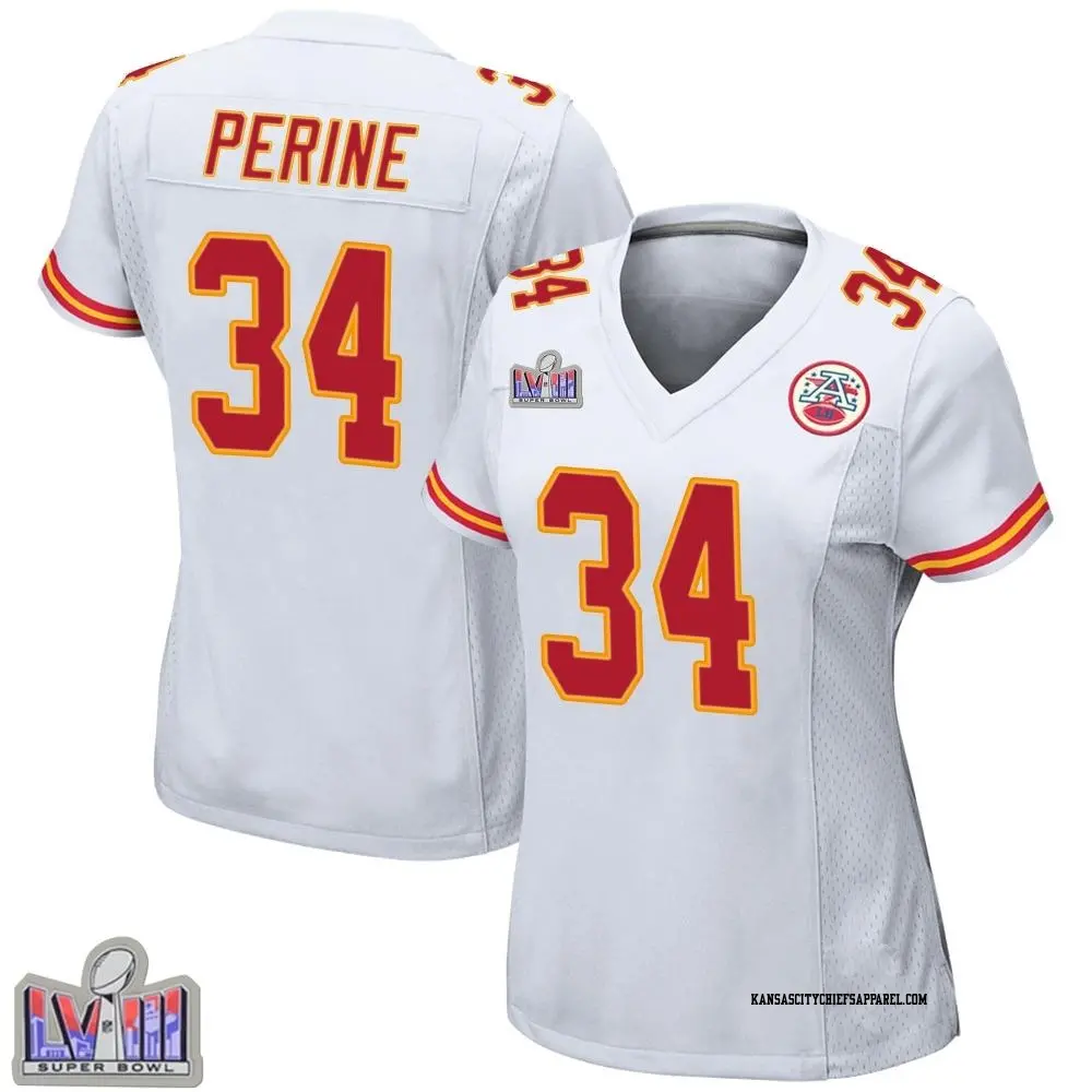 Game White Women's Samaje Perine Kansas City Chiefs Super Bowl LVIII Patch Jersey