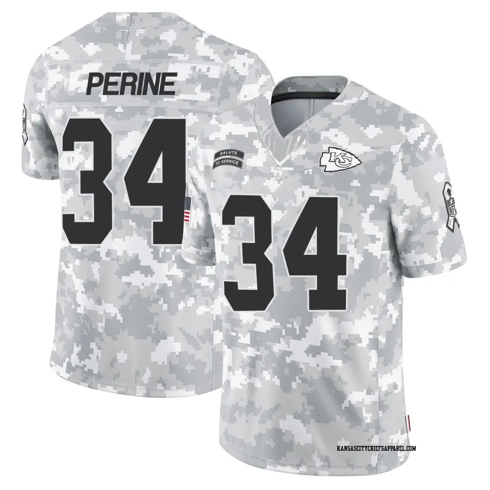 Limited Arctic Camo Men's Samaje Perine Kansas City Chiefs 2024 Salute to Service Jersey