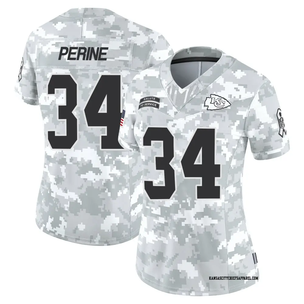 Limited Arctic Camo Women's Samaje Perine Kansas City Chiefs 2024 Salute to Service Jersey